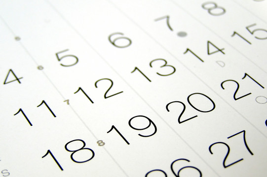 Kalendertage Zahlen aus einem Kalender im Detail